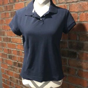 Talbots navy short-sleeve polo shirt. Size M petites.